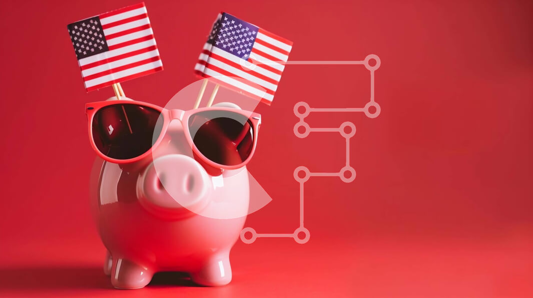 Intra Συλλεκτικό Ξύλινο Παζλ Plywood  4mm - Κουμπαράς για την Ημέρα της Ανεξαρτησίας με αμερικανικές σημαίες Σε Ξύλινο Κουτί - Διαστάσεις: 10x10 cm – 25 κομμάτια