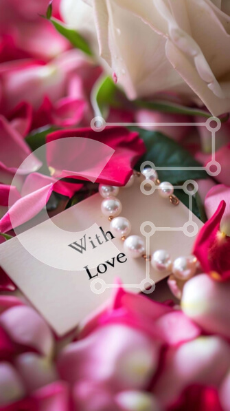 Intra Συλλεκτικό Ξύλινο Παζλ Plywood  4mm - Ρομαντική κάρτα με αγάπη, μαργαριτάρια και ροδοπέταλα Σε Ξύλινο Κουτί - Διαστάσεις Puzzle: 10x10 cm – 25 κομμάτια