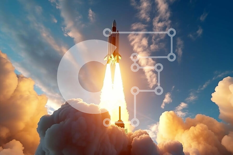 Intra Συλλεκτικό Ξύλινο Παζλ Plywood  4mm - Εκτόξευση πυραύλων με σύννεφα Σε Ξύλινο Κουτί - Διαστάσεις Puzzle: 10x10 cm – 25 κομμάτια