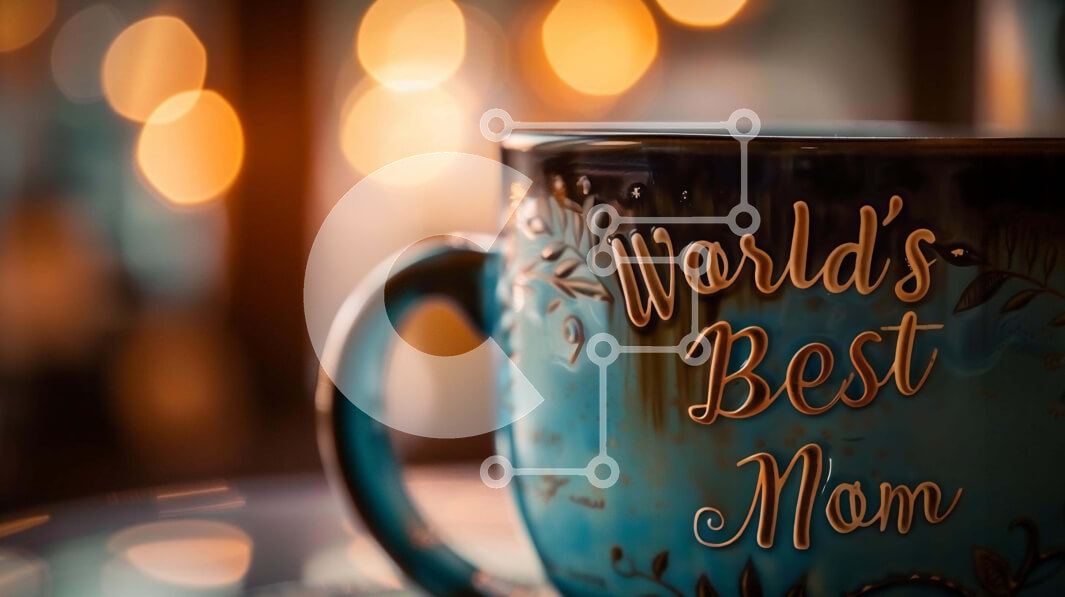 Intra Συλλεκτικό Ξύλινο Παζλ Plywood  4mm - Μπλε κούπα καφέ με την επιγραφή «Η καλύτερη μαμά του κόσμου». Σε Ξύλινο Κουτί - Διαστάσεις Puzzle: 10x10 cm – 25 κομμάτια