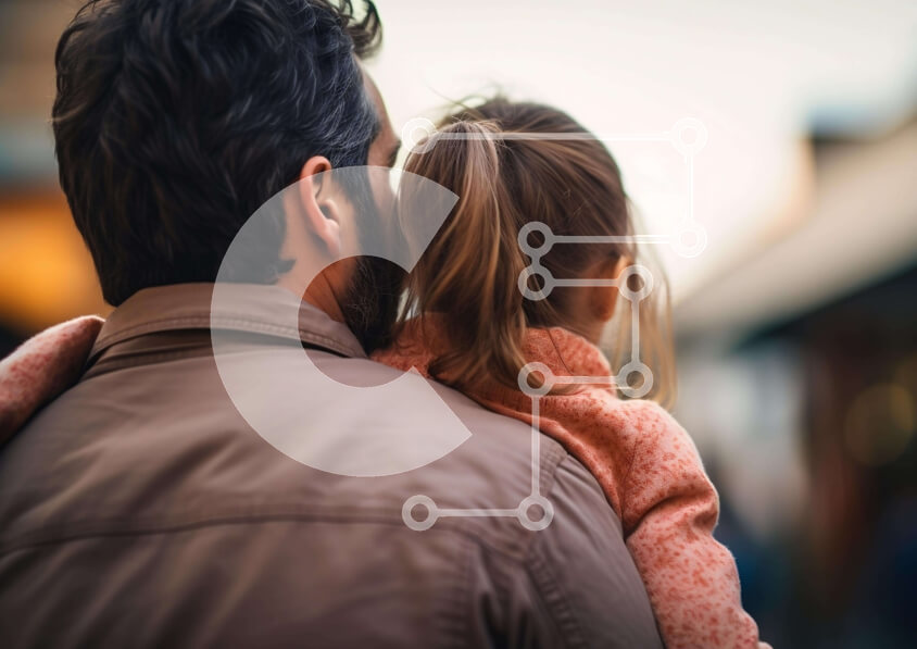 Intra Συλλεκτικό Ξύλινο Παζλ Plywood  4mm - Πατέρας και κόρη περπατούν στο δρόμο Σε Ξύλινο Κουτί - Διαστάσεις Puzzle: 10x10 cm – 25 κομμάτια