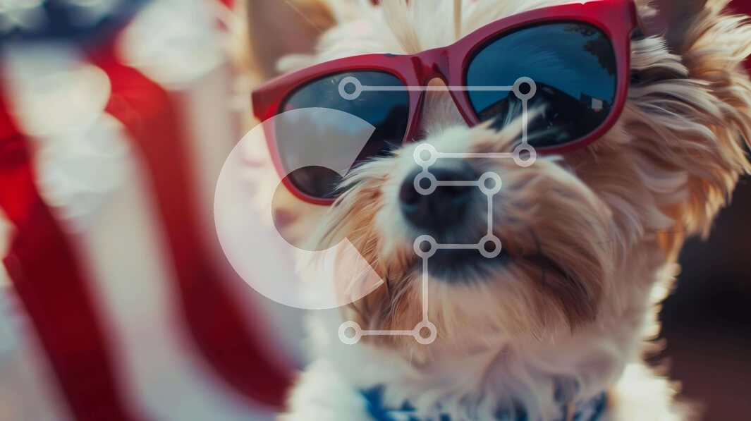 Σετ των 2 Intra Συλλεκτικό Ξύλινο Παζλ Plywood  4mm - Αξιολάτρευτο σκυλί με πατριωτικά γυαλιά ηλίου Σε Ξύλινο Κουτί - Διαστάσεις: 10x10 cm – 25 κομμάτια