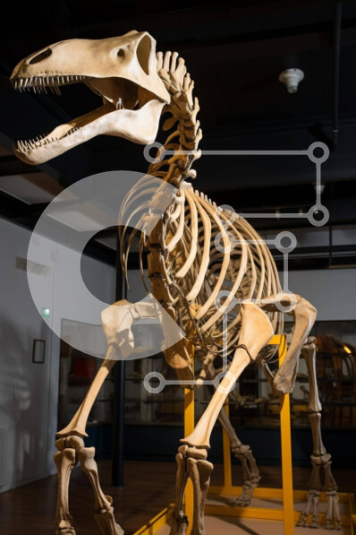 Intra Συλλεκτικό Ξύλινο Παζλ Plywood  4mm - Ο σκελετός εξαφανισμένου δεινοσαύρου στην οθόνη Σε Ξύλινο Κουτί - Διαστάσεις Puzzle: 10x10 cm – 25 κομμάτια