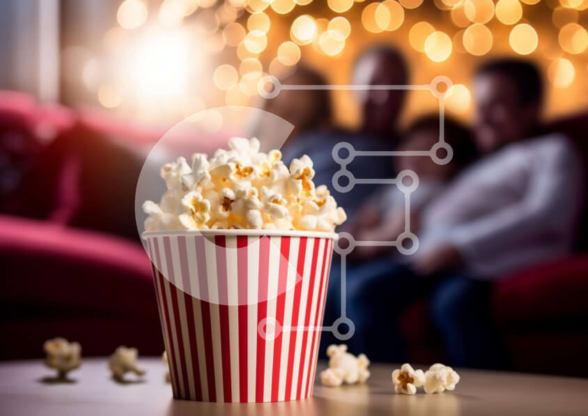 Σετ των 2 Intra Συλλεκτικό Ξύλινο Παζλ Plywood  4mm - Κόκκινο και λευκό Popcorn Bucket at Home Movie Night Σε Ξύλινο Κουτί - Διαστάσεις: 10x10 cm – 25 κομμάτια