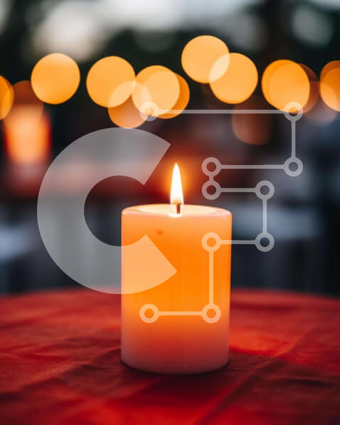 Intra Συλλεκτικό Ξύλινο Παζλ Plywood  4mm - Λαμπερό κερί σε πορτοκαλί τραπεζομάντιλο Σε Ξύλινο Κουτί - Διαστάσεις Puzzle: 10x10 cm – 25 κομμάτια