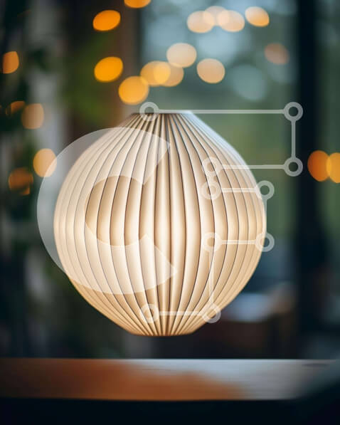 Intra Συλλεκτικό Ξύλινο Παζλ Plywood  4mm - Λευκό φωτιστικό μπάλας σε εσωτερικό σκηνικό Σε Ξύλινο Κουτί - Διαστάσεις Puzzle: 10x10 cm – 25 κομμάτια