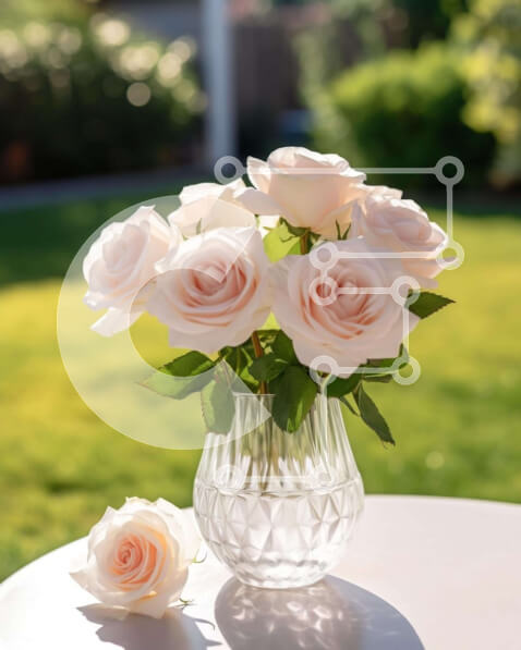 Intra Συλλεκτικό Ξύλινο Παζλ Plywood  4mm - Ροζ τριαντάφυλλα σε γυάλινο βάζο Σε Ξύλινο Κουτί - Διαστάσεις: 10x10 cm – 25 κομμάτια