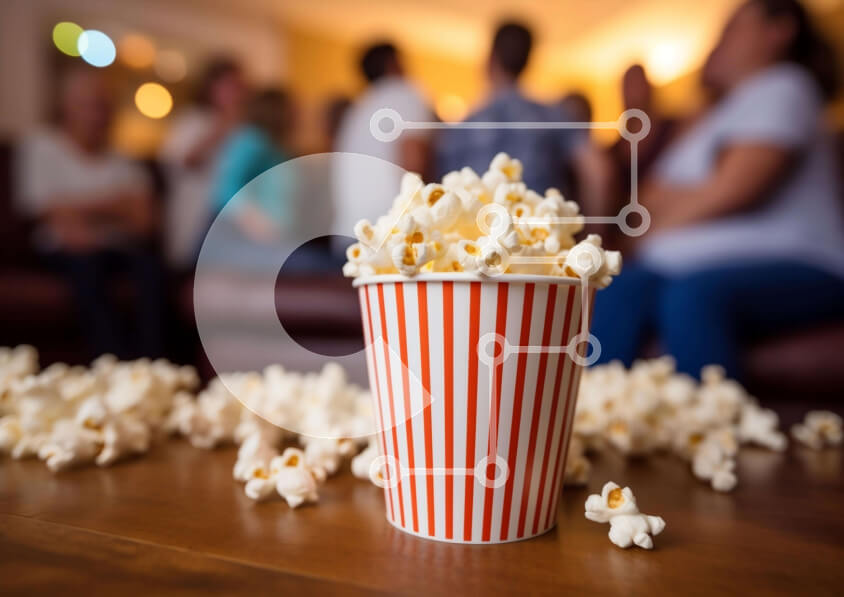 Σετ των 2 Intra Συλλεκτικό Ξύλινο Παζλ Plywood  4mm - Ποπ κορν σε πορτοκαλί και λευκό φλιτζάνι με ανθρώπους Σε Ξύλινο Κουτί - Διαστάσεις: 10x10 cm – 25 κομμάτια