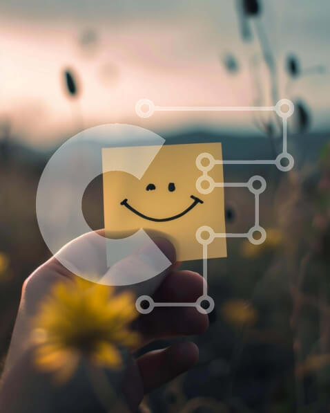 Intra Συλλεκτικό Ξύλινο Παζλ Plywood  4mm - Χαμογελαστό άτομο που κρατά το κίτρινο σημείωμα με το χαμογελαστό πρόσωπο Σε Ξύλινο Κουτί - Διαστάσεις Puzzle: 10x10 cm – 25 κομμάτια