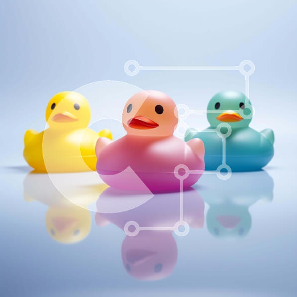 Intra Συλλεκτικό Ξύλινο Παζλ Plywood  4mm - Ζωντανές λαστιχένιες πάπιες σε ανακλαστική επιφάνεια Σε Ξύλινο Κουτί - Διαστάσεις: 10x10 cm – 25 κομμάτια