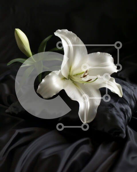 Σετ των 2 Intra Συλλεκτικό Ξύλινο Παζλ Plywood  4mm - Λευκός κρίνος σε μαύρο μαξιλάρι Σε Ξύλινο Κουτί - Διαστάσεις: 10x10 cm – 25 κομμάτια