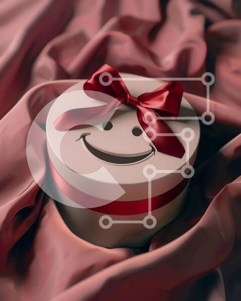 Intra Συλλεκτικό Ξύλινο Παζλ Plywood  4mm - Αξιολάτρευτο Smiley Face Λευκό Κουτί δώρου τυλιγμένο σε κόκκινο ύφασμα Σε Ξύλινο Κουτί - Διαστάσεις: 10x10 cm – 25 κομμάτια