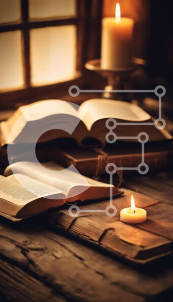 Intra Συλλεκτικό Ξύλινο Παζλ Plywood  4mm - Ανοίξτε το βιβλίο και αναμμένο κερί στο τραπέζι Σε Ξύλινο Κουτί - Διαστάσεις Puzzle: 10x10 cm – 25 κομμάτια