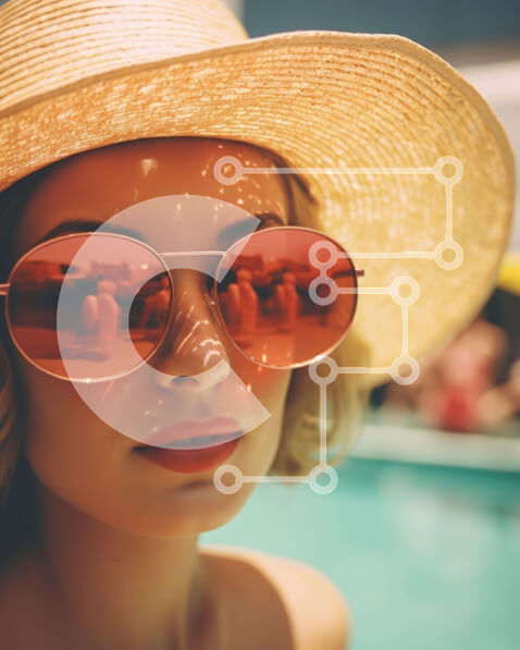 Intra Συλλεκτικό Ξύλινο Παζλ Plywood  4mm - Κομψή γυναίκα δίπλα στην πισίνα Σε Ξύλινο Κουτί - Διαστάσεις Puzzle: 10x10 cm – 25 κομμάτια