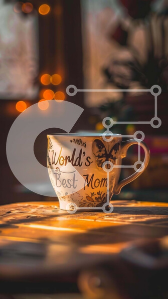 Intra Συλλεκτικό Ξύλινο Παζλ Plywood  4mm - Φλιτζάνι καφέ με «την καλύτερη μαμά του κόσμου» Σε Ξύλινο Κουτί - Διαστάσεις Puzzle: 10x10 cm – 25 κομμάτια