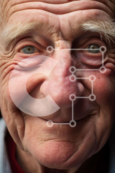 Intra Συλλεκτικό Ξύλινο Παζλ Plywood  4mm - Κοντινό πλάνο του ηλικιωμένου άνδρα με χαμογελαστή έκφραση Σε Ξύλινο Κουτί - Διαστάσεις Puzzle: 10x10 cm – 25 κομμάτια