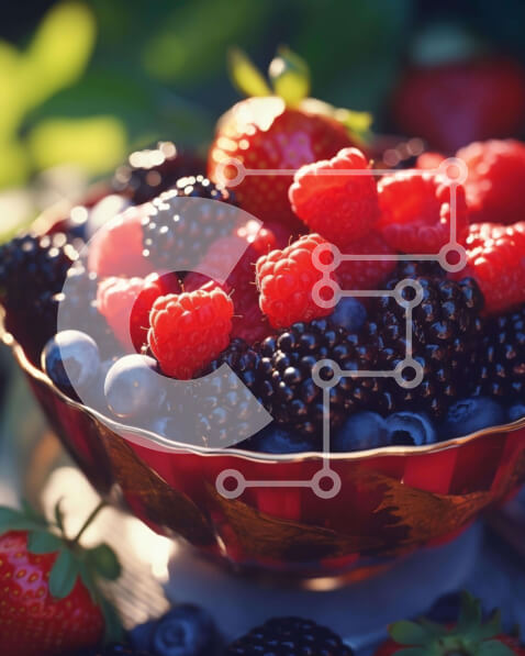 Σετ των 2 Intra Συλλεκτικό Ξύλινο Παζλ Plywood  4mm - Ανάμεικτα μούρα και φρούτα σε ένα κόκκινο μπολ Σε Ξύλινο Κουτί - Διαστάσεις: 10x10 cm – 25 κομμάτια