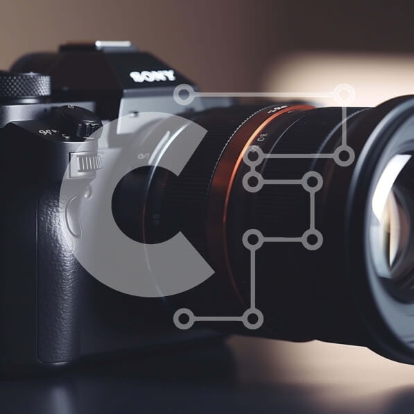 Intra Συλλεκτικό Ξύλινο Παζλ Plywood  4mm - Μαύρη κάμερα Sony σε τραπέζι με ανοιχτό φακό Σε Ξύλινο Κουτί - Διαστάσεις: 10x10 cm – 25 κομμάτια