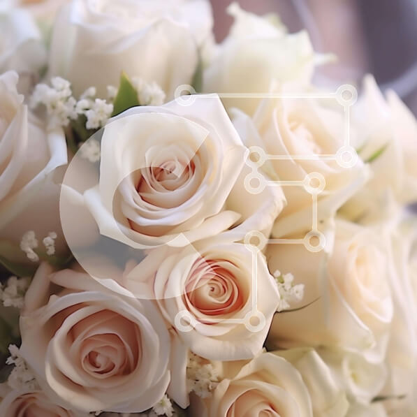 Σετ των 2 Intra Συλλεκτικό Ξύλινο Παζλ Plywood  4mm - Μπουκέτο λευκά τριαντάφυλλα με πρασινάδα και βρεφική ανάσα Σε Ξύλινο Κουτί - Διαστάσεις: 10x10 cm – 25 κομμάτια