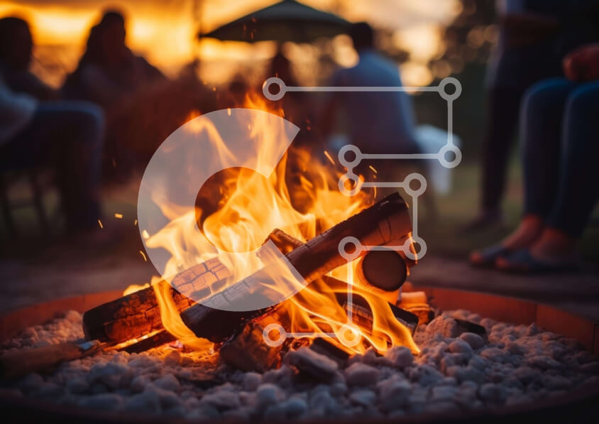 Intra Συλλεκτικό Ξύλινο Παζλ Plywood  4mm - Λάκος κατασκήνωσης με ανθρώπους στο ηλιοβασίλεμα Σε Ξύλινο Κουτί - Διαστάσεις Puzzle: 10x10 cm – 25 κομμάτια