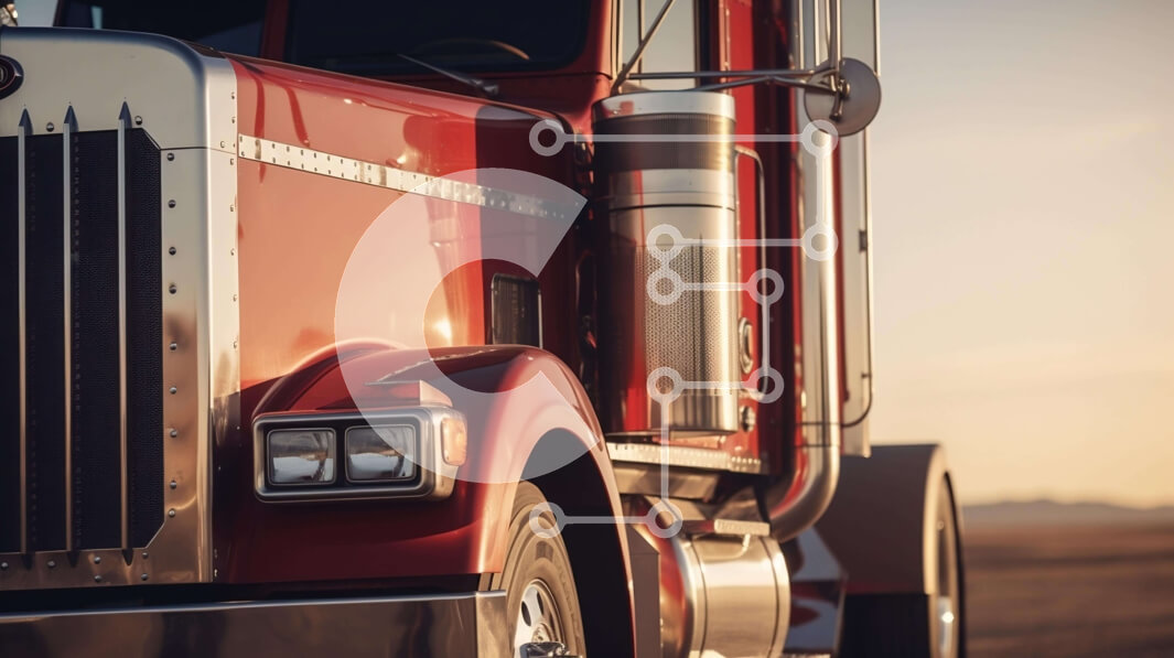 Intra Συλλεκτικό Ξύλινο Παζλ Plywood  4mm - Κόκκινο ημι-φορτηγό παρκαρισμένο σε ένα κενό χωράφι Σε Ξύλινο Κουτί - Διαστάσεις Puzzle: 10x10 cm – 25 κομμάτια