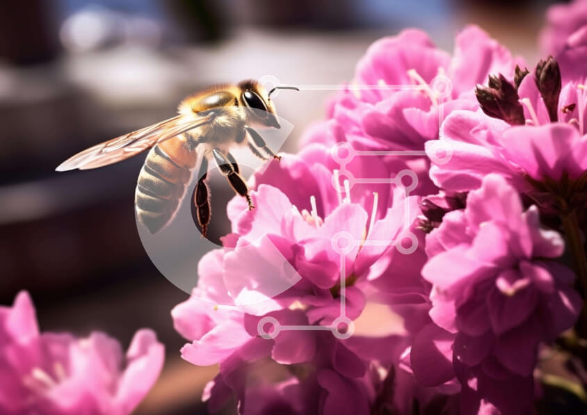 Intra Συλλεκτικό Ξύλινο Παζλ Plywood  4mm - Μέλισσα σε ροζ λουλούδια Σε Ξύλινο Κουτί - Διαστάσεις: 10x10 cm – 25 κομμάτια