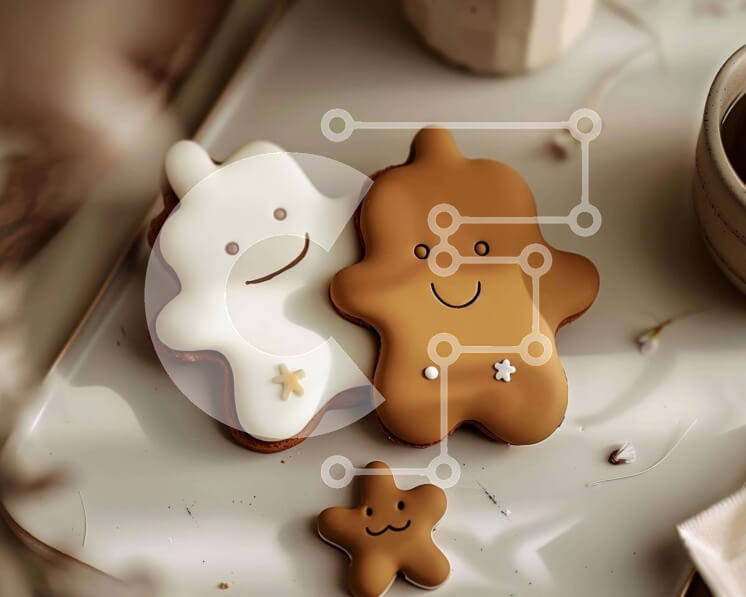 Σετ των 2 Intra Συλλεκτικό Ξύλινο Παζλ Plywood  4mm - Μπισκότα με μελόψωμο με χαμογελαστό πρόσωπο και καφές στο τραπέζι Σε Ξύλινο Κουτί - Διαστάσεις: 10x10 cm – 25 κομμάτια