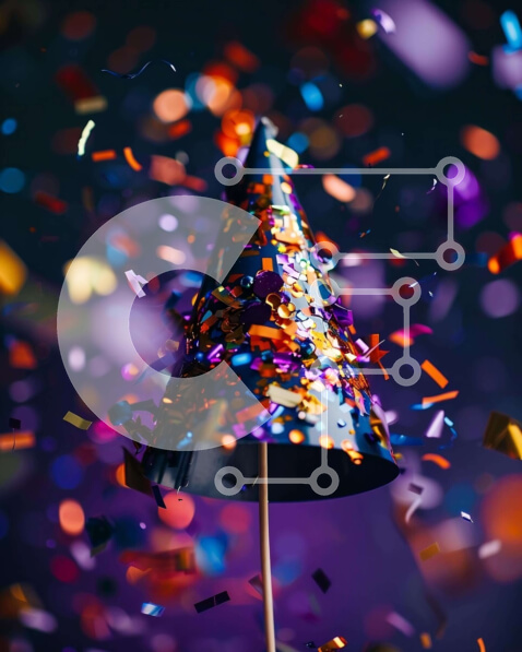 Intra Συλλεκτικό Ξύλινο Παζλ Plywood  4mm - Γιορτινό καπέλο για πάρτι με πολύχρωμο κομφετί Σε Ξύλινο Κουτί - Διαστάσεις: 10x10 cm – 25 κομμάτια