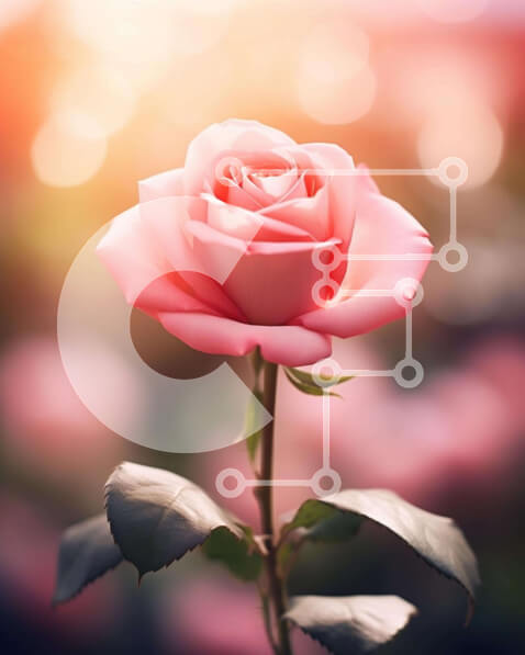 Intra Συλλεκτικό Ξύλινο Παζλ Plywood  4mm - Ζωντανό ροζ τριαντάφυλλο και λουλούδια Σε Ξύλινο Κουτί - Διαστάσεις: 10x10 cm – 25 κομμάτια