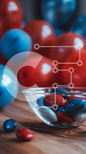 Intra Συλλεκτικό Ξύλινο Παζλ Plywood  4mm - Γιορτινό γυάλινο μπολ με καραμέλες και μπαλόνια Σε Ξύλινο Κουτί - Διαστάσεις: 10x10 cm – 25 κομμάτια