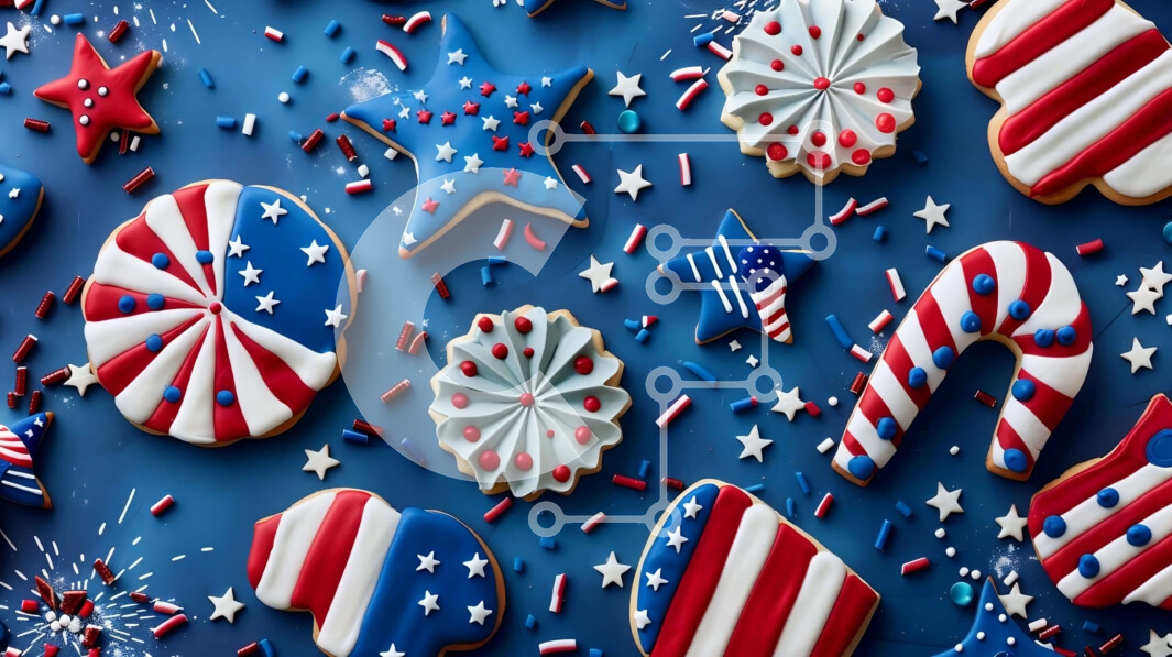 Intra Συλλεκτικό Ξύλινο Παζλ Plywood  4mm - Γιορτή 4ης Ιουλίου με πατριωτικά μπισκότα και στολίδια Σε Ξύλινο Κουτί - Διαστάσεις: 10x10 cm – 25 κομμάτια