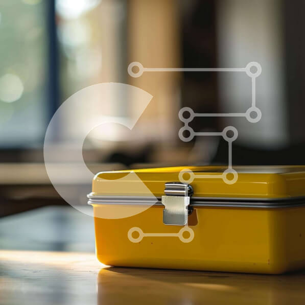 Intra Συλλεκτικό Ξύλινο Παζλ Plywood  4mm - Κίτρινο κουτί γεύματος σε ξύλινο τραπέζι Σε Ξύλινο Κουτί - Διαστάσεις: 10x10 cm – 25 κομμάτια