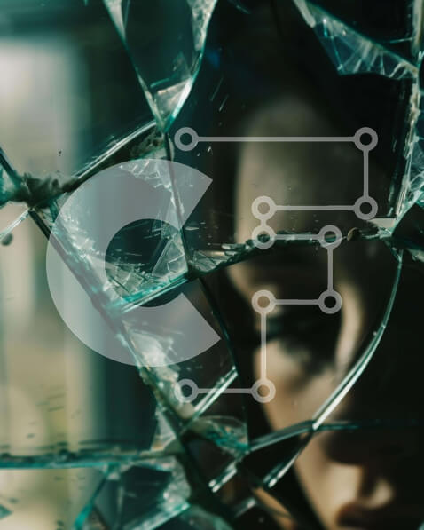 Intra Συλλεκτικό Ξύλινο Παζλ Plywood  4mm - Γυναίκα που κοιτάζει έξω από το σπασμένο γυάλινο παράθυρο Σε Ξύλινο Κουτί - Διαστάσεις Puzzle: 10x10 cm – 25 κομμάτια