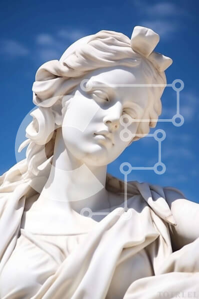 Intra Συλλεκτικό Ξύλινο Παζλ Plywood  4mm - Λευκό άγαλμα κομψής γυναίκας ενάντια στο μπλε ουρανό Σε Ξύλινο Κουτί - Διαστάσεις Puzzle: 10x10 cm – 25 κομμάτια