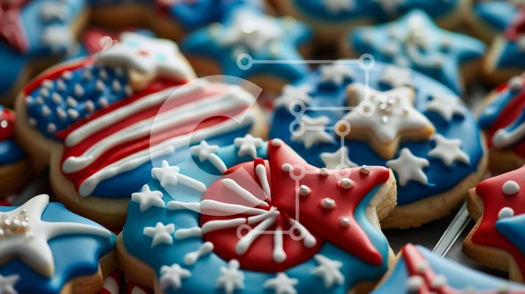 Intra Συλλεκτικό Ξύλινο Παζλ Plywood  4mm - Μπισκότα με πατριωτικό θέμα για τον εορτασμό της 4ης Ιουλίου Σε Ξύλινο Κουτί - Διαστάσεις: 10x10 cm – 25 κομμάτια