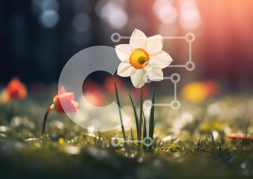 Intra Συλλεκτικό Ξύλινο Παζλ Plywood  4mm - Ήρεμο λευκό λουλούδι στη φύση Σε Ξύλινο Κουτί - Διαστάσεις: 10x10 cm – 25 κομμάτια