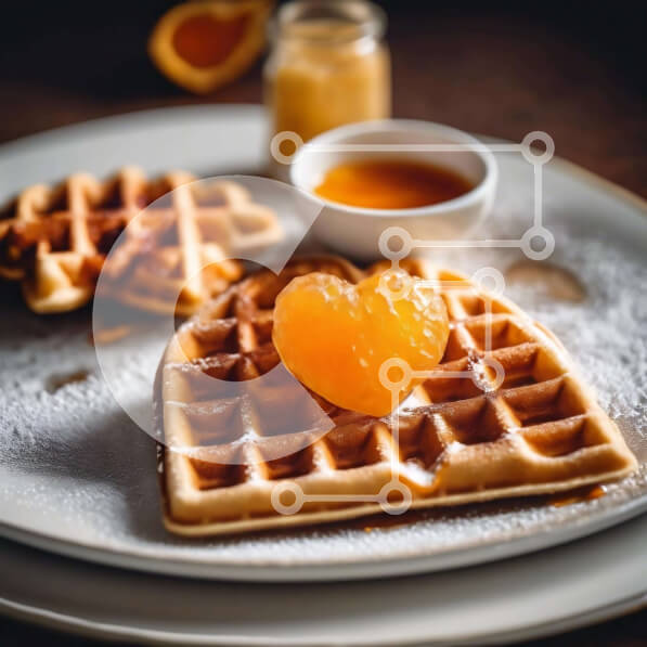 Σετ των 2 Intra Συλλεκτικό Ξύλινο Παζλ Plywood  4mm - Γλυκές βάφλες με φέτα πορτοκαλιού και ζάχαρη άχνη Σε Ξύλινο Κουτί - Διαστάσεις: 10x10 cm – 25 κομμάτια