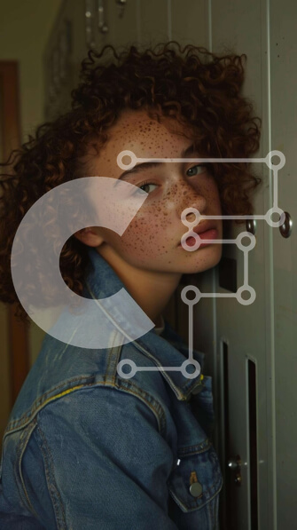 Intra Συλλεκτικό Ξύλινο Παζλ Plywood  4mm - Νεαρή γυναίκα που κλίνει ενάντια στα ντουλάπια Σε Ξύλινο Κουτί - Διαστάσεις Puzzle: 10x10 cm – 25 κομμάτια