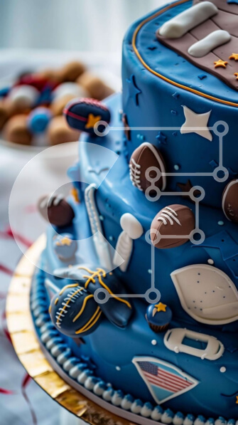 Intra Συλλεκτικό Ξύλινο Παζλ Plywood  4mm - Μπλε τούρτα με αθλητικό θέμα Σε Ξύλινο Κουτί - Διαστάσεις: 10x10 cm – 25 κομμάτια