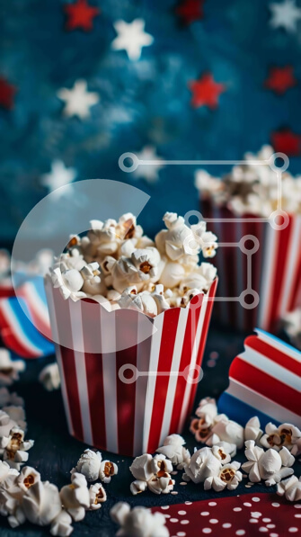 Intra Συλλεκτικό Ξύλινο Παζλ Plywood  4mm - Εορταστικό ποπ κορν σε Κόκκινα, Λευκά και Μπλε Κύπελλα Σε Ξύλινο Κουτί - Διαστάσεις: 10x10 cm – 25 κομμάτια