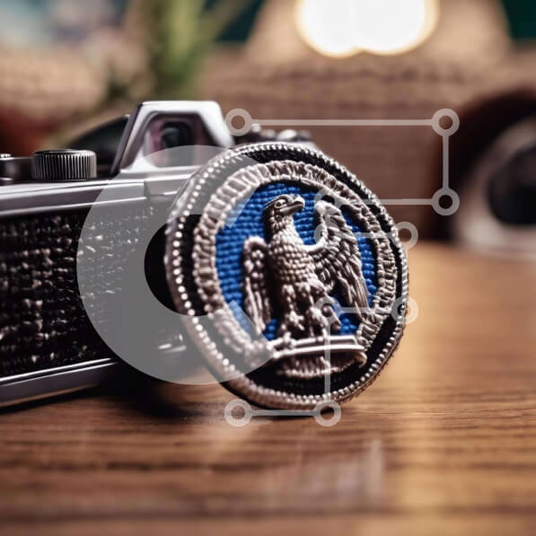 Intra Συλλεκτικό Ξύλινο Παζλ Plywood  4mm - Vintage κάμερα με μπάλωμα σε σχήμα αετού Σε Ξύλινο Κουτί - Διαστάσεις Puzzle: 10x10 cm – 25 κομμάτια