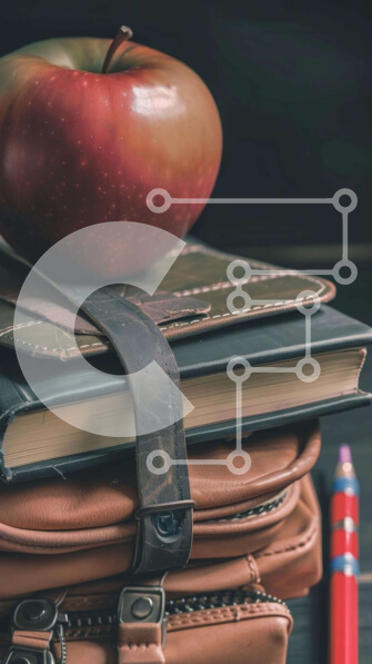 Intra Συλλεκτικό Ξύλινο Παζλ Plywood  4mm - Εκπαιδευτική σκηνή με βιβλία, μήλο και μολύβι Σε Ξύλινο Κουτί - Διαστάσεις Puzzle: 10x10 cm – 25 κομμάτια