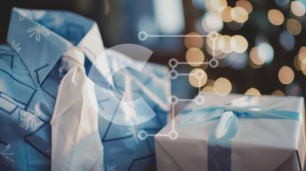 Intra Συλλεκτικό Ξύλινο Παζλ Plywood  4mm - Μπλε πουκάμισο και γραβάτα με ανοιχτό δώρο Σε Ξύλινο Κουτί - Διαστάσεις Puzzle: 10x10 cm – 25 κομμάτια