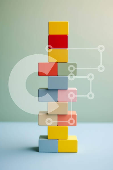 Intra Συλλεκτικό Ξύλινο Παζλ Plywood  4mm - Πύργος πολύχρωμων ξύλινων μπλοκ Σε Ξύλινο Κουτί - Διαστάσεις: 10x10 cm – 25 κομμάτια