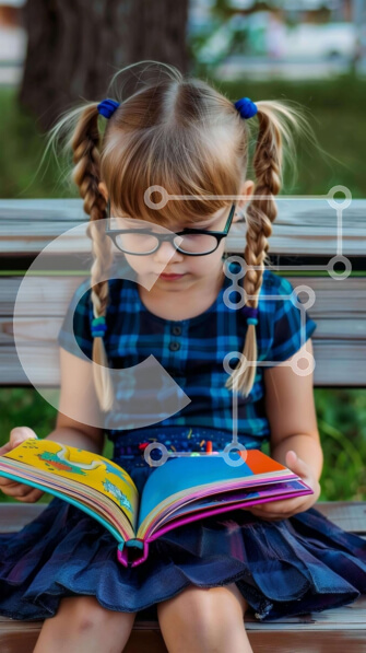 Intra Συλλεκτικό Ξύλινο Παζλ Plywood  4mm - Νεαρό κορίτσι που διαβάζει στο πάρκο Σε Ξύλινο Κουτί - Διαστάσεις Puzzle: 10x10 cm – 25 κομμάτια