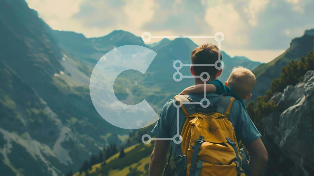 Intra Συλλεκτικό Ξύλινο Παζλ Plywood  4mm - Πεζοπορία πατέρα και παιδιού στα βουνά Σε Ξύλινο Κουτί - Διαστάσεις: 10x10 cm – 25 κομμάτια