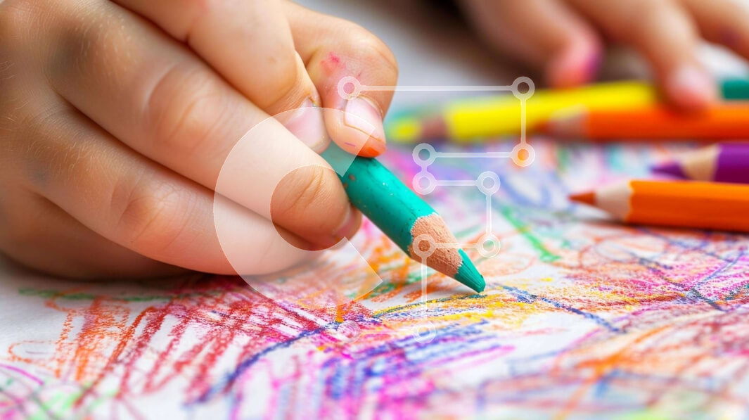 Intra Συλλεκτικό Ξύλινο Παζλ Plywood  4mm - Παιδικό σχέδιο με χρωματιστά μολύβια Σε Ξύλινο Κουτί - Διαστάσεις Puzzle: 10x10 cm – 25 κομμάτια