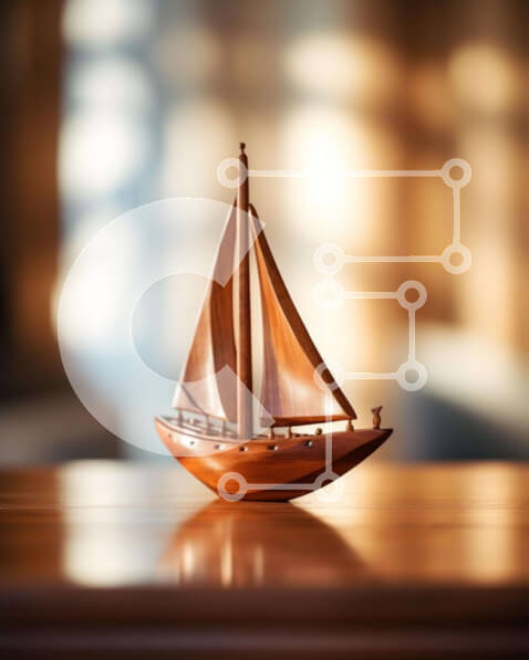 Intra Συλλεκτικό Ξύλινο Παζλ Plywood  4mm - Ξύλινο μοντέλο ιστιοφόρου στο τραπέζι Σε Ξύλινο Κουτί - Διαστάσεις: 10x10 cm – 25 κομμάτια