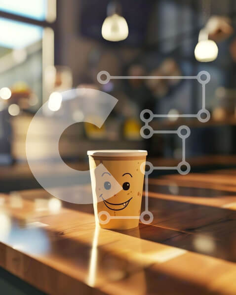 Σετ των 2 Intra Συλλεκτικό Ξύλινο Παζλ Plywood  4mm - Διασκεδαστικό φλιτζάνι καφέ Smiley Face στο τραπέζι φαγητού Σε Ξύλινο Κουτί - Διαστάσεις: 10x10 cm – 25 κομμάτια