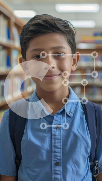 Intra Συλλεκτικό Ξύλινο Παζλ Plywood  4mm - Νεαρό αγόρι στη βιβλιοθήκη με σακίδιο Σε Ξύλινο Κουτί - Διαστάσεις Puzzle: 10x10 cm – 25 κομμάτια